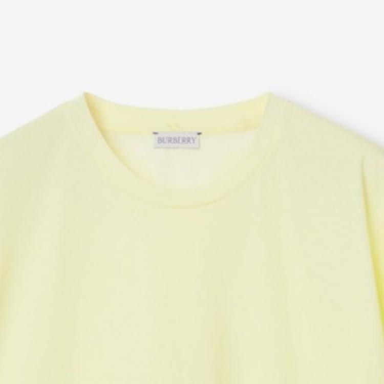 Cheap (W) Burberry Kemeja-T Kuning Oversaiz Lengan Pendek Leher Biasa Kasual 80836281
