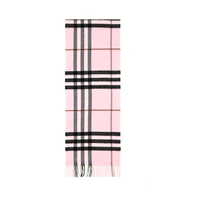 (Women) Burberry Pink Cashmere Check Fringe Scarf. 8049711PALECANDYPINK