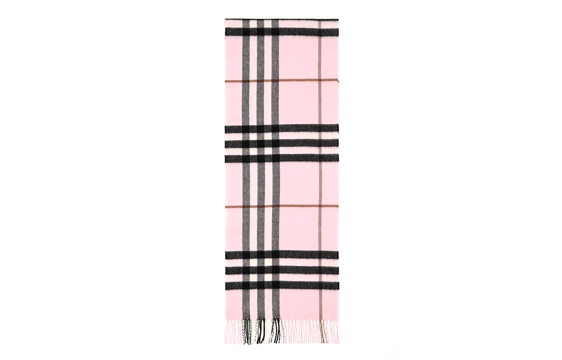 (Women) Burberry  Pink Cashmere Check Fringe Scarf. 8049711PALECANDYPINK 圖 2