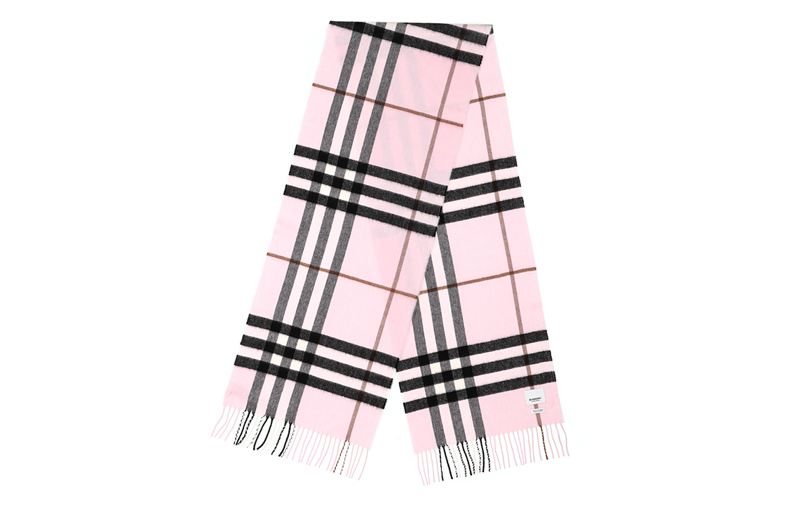 (Women) Burberry  Pink Cashmere Check Fringe Scarf. 8049711PALECANDYPINK 圖 3