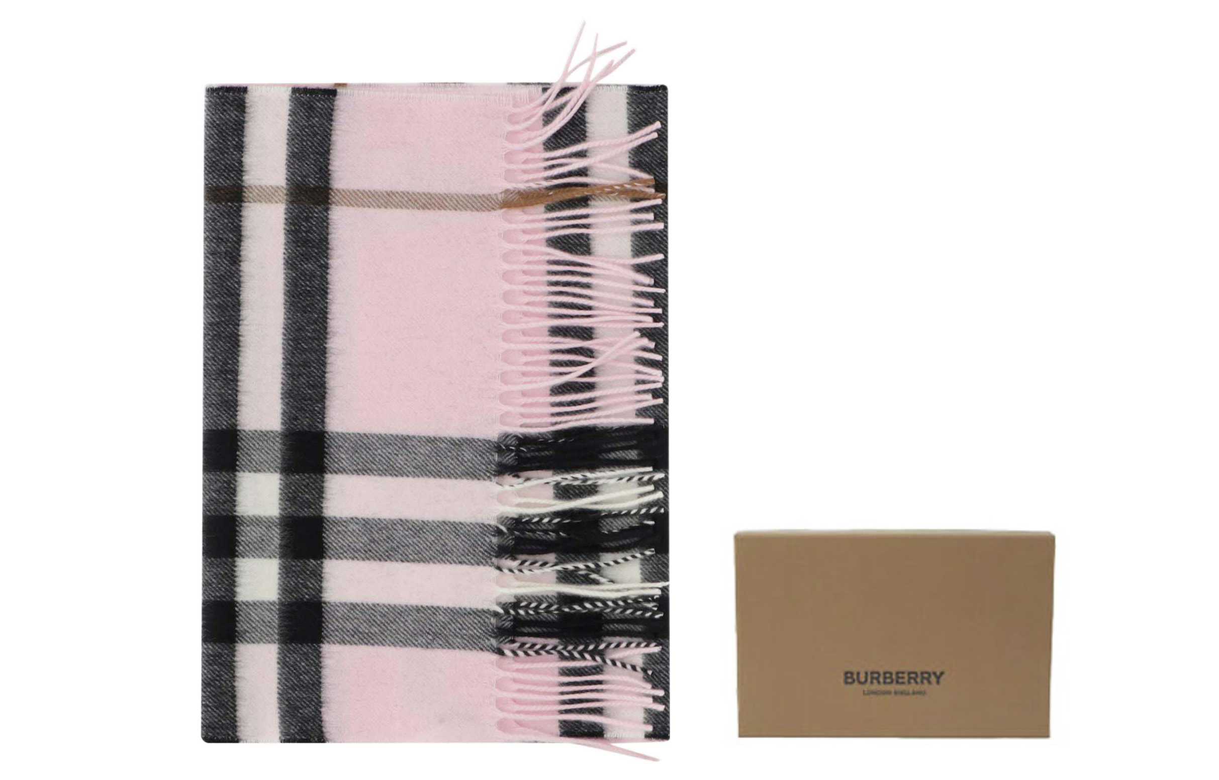 (Women) Burberry  Pink Cashmere Check Fringe Scarf. 8049711PALECANDYPINK 圖 5
