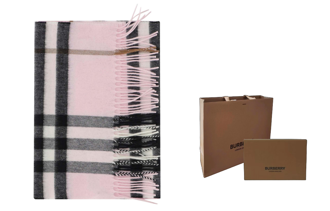 (Women) Burberry  Pink Cashmere Check Fringe Scarf. 8049711PALECANDYPINK 圖 6