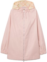 (Women) Burberry Pink Check Hooded Loose-Fit Zip-Up Jacket 80838281 (Women) Burberry Pink Check Hooded Loose-Fit Zip-Up Jacket 80838281