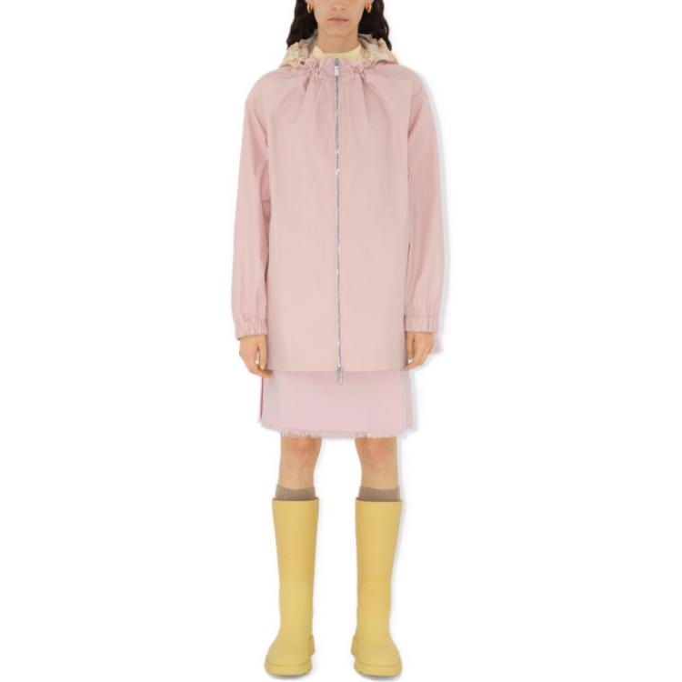 Shop (W) Chaqueta Burberry Rosa de Cuadros con Capucha y Cremallera Loose-Fit. 80838281