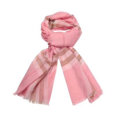 (Women) Burberry Pink Checkered Pattern Wool Scarf 8024520