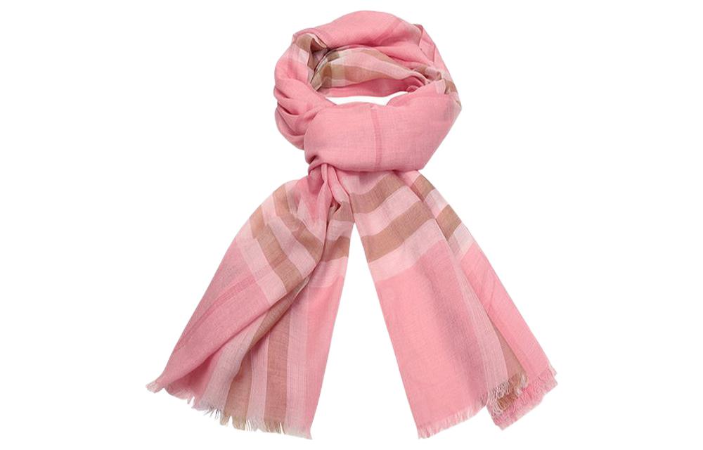 (Women) Burberry  Pink Checkered Pattern Wool Scarf 8024520 圖 2