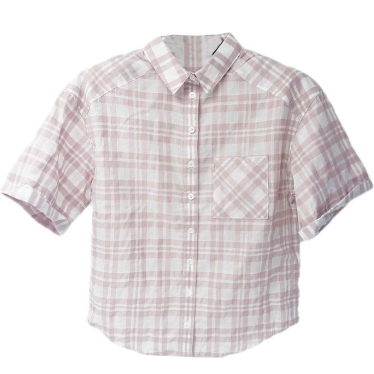 (Women) Burberry  Pink Checkered Short Sleeve Shirt. 39991531