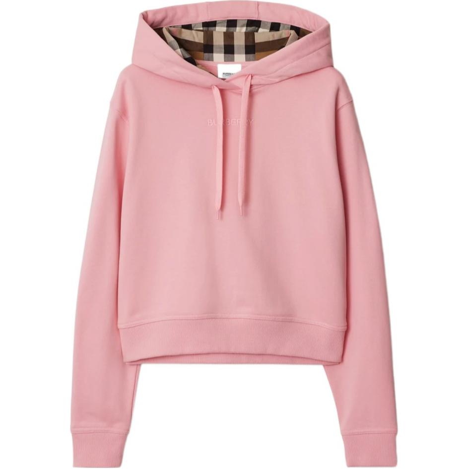 (Women) Burberry  Pink Cropped Cotton Hoodie with Drawstring and Logo Design. 80843951 圖 2