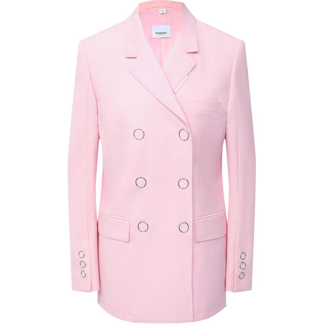 (Women) Burberry  Pink Solid Double-Breasted Long Sleeve Casual Blazer 80304021