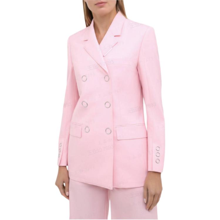 Shop (Women) Burberry  Pink Solid Double-Breasted Long Sleeve Casual Blazer 80304021