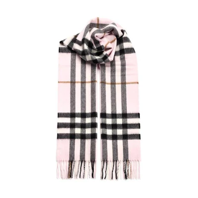 (Women) Burberry Pink Striped Fringe Design Cashmere Scarf. 8077877