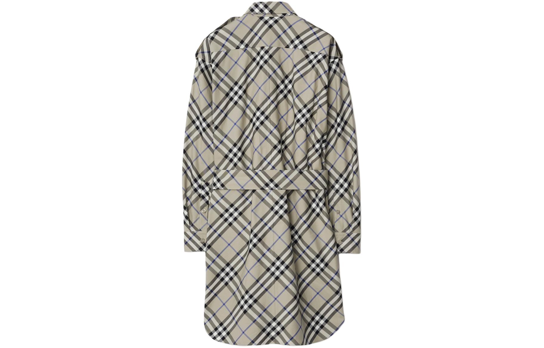 Lookbook (W) 博柏利格纹长袖系带连衣裙苔藓绿 80907171