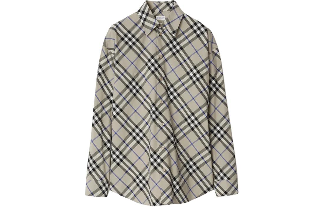(Women) Burberry  Plaid Print Long Sleeve Shirt Moss Green. 80876421