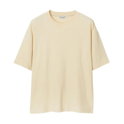 (Women) Burberry Plain Crew Neck Short Sleeve T-Shirt in Sand Beige. 80813141
