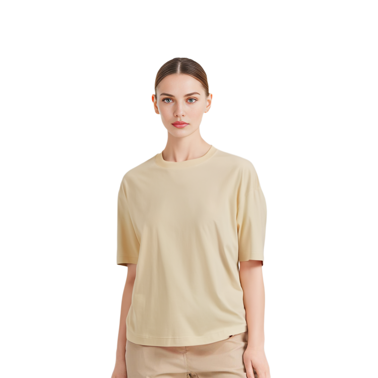 Shop (W) Camiseta Burberry Beige Arena Cuello Redondo y Manga Corta. 80813141