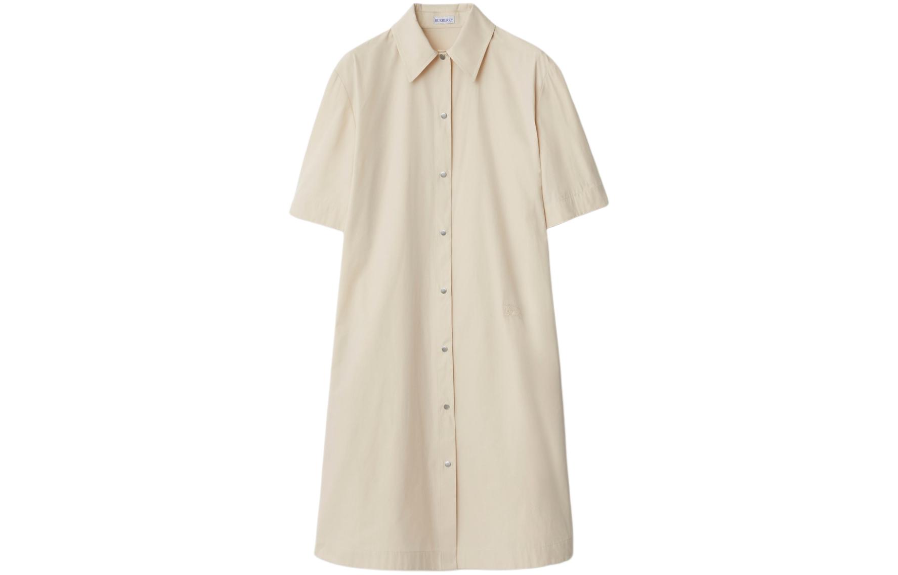 (Women) Burberry  Plain Short Sleeve Midi Shirt Dress White. 80835541