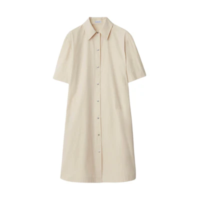 (Women) Burberry Plain Short Sleeve Midi Shirt Dress White. 80835541