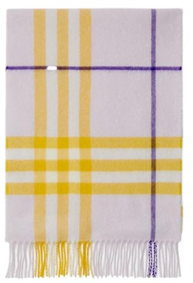 (W) Burberry 紫色羊絨圍巾附流蘇與經典格紋邊飾。 80795561 Buy (W) Burberry 紫色羊絨圍巾附流蘇與經典格紋邊飾。 80795561