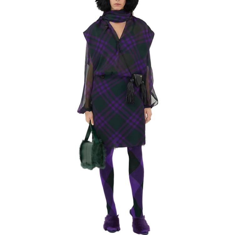 (Women) Burberry  Purple Check Colorblock Sleeveless Casual Shirt. 80777421 圖 3