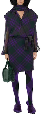 (W) Burberry Kemeja Tanpa Lengan Ungu Corak Kotak Warna Santai. 80777421 Lookbook (W) Burberry Kemeja Tanpa Lengan Ungu Corak Kotak Warna Santai. 80777421