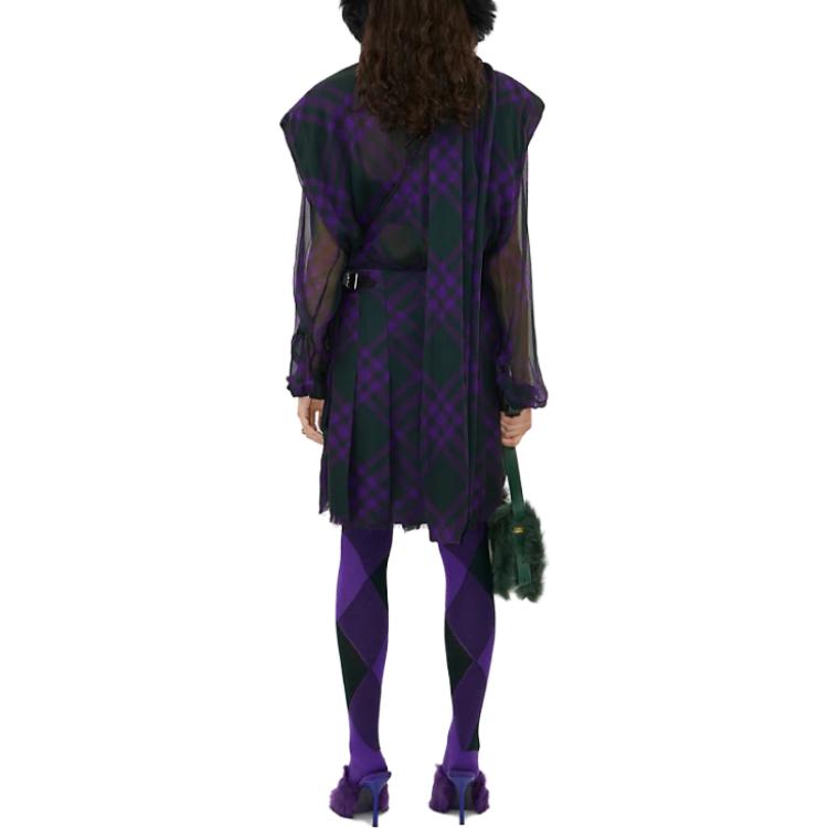 (Women) Burberry  Purple Check Colorblock Sleeveless Casual Shirt. 80777421 圖 4