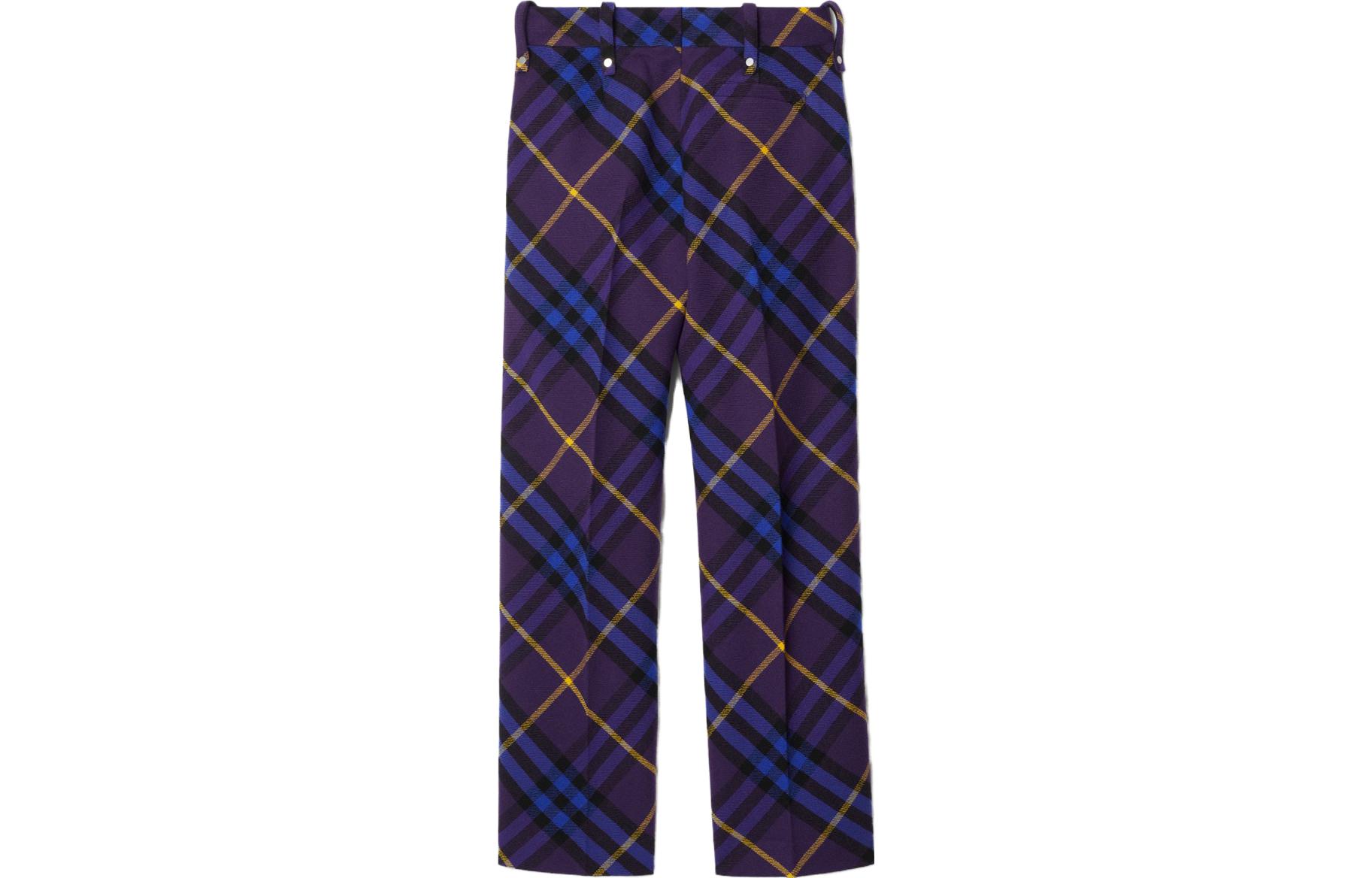 (Women) Burberry  Purple Check Wool Straight-Leg Casual Pants 80783731 圖 2