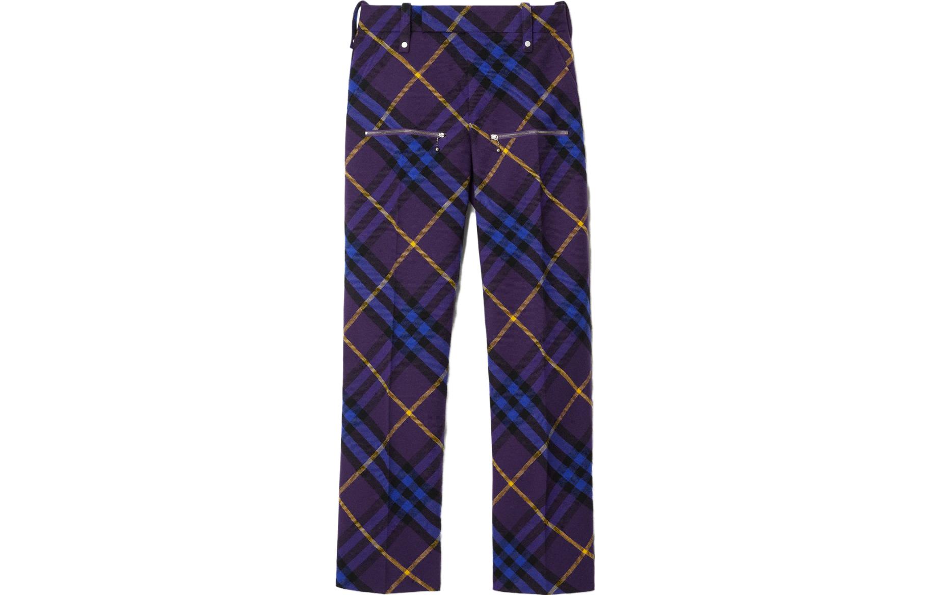 (Women) Burberry  Purple Check Wool Straight-Leg Casual Pants 80783731 圖 3
