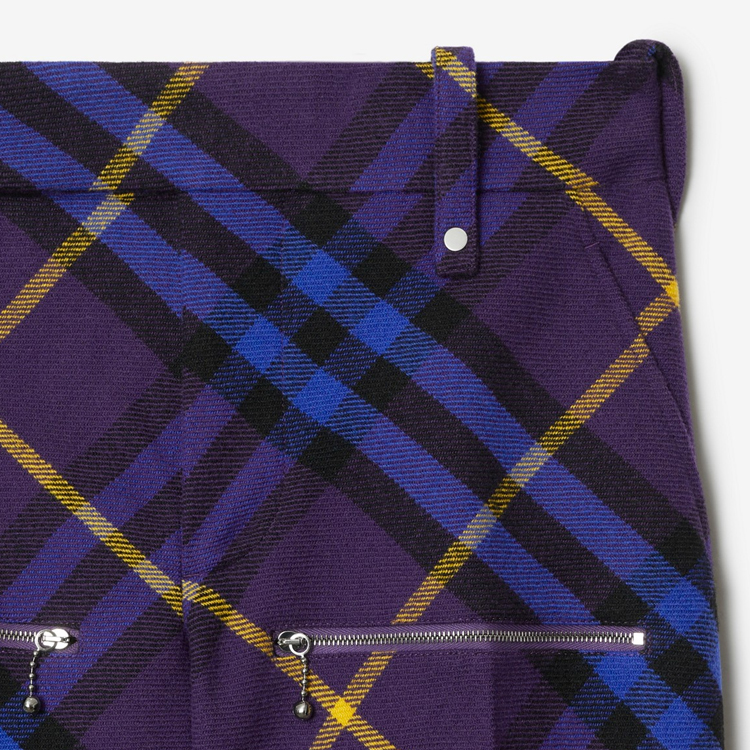 (Women) Burberry  Purple Check Wool Straight-Leg Casual Pants 80783731 圖 5
