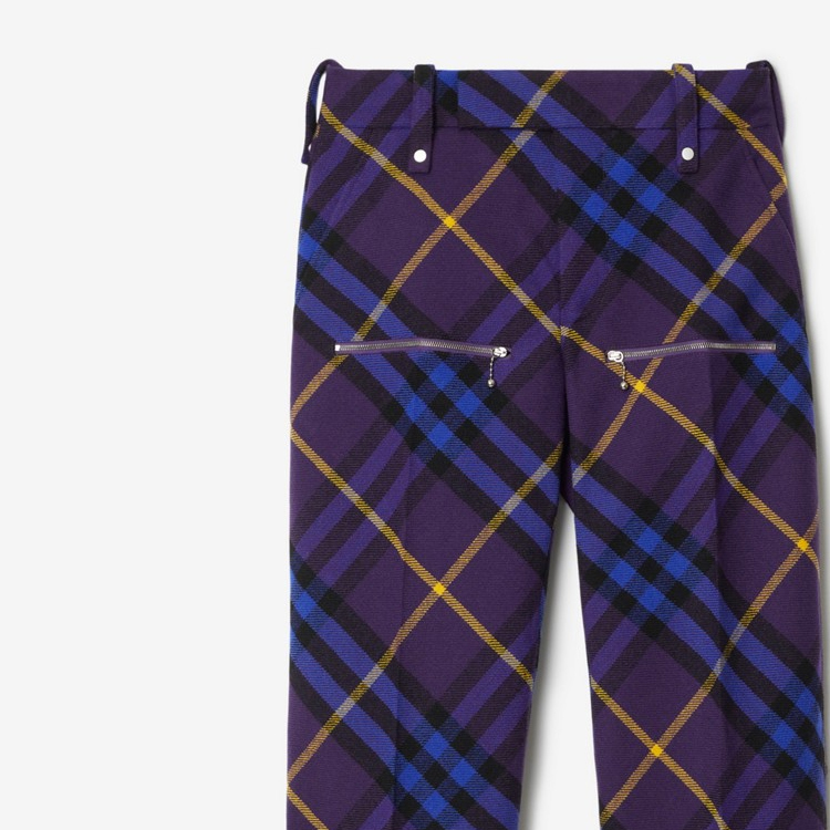 (Women) Burberry  Purple Check Wool Straight-Leg Casual Pants 80783731 圖 6
