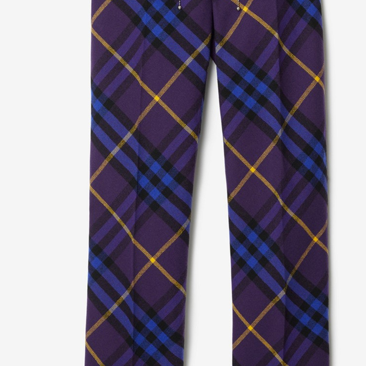 (Women) Burberry  Purple Check Wool Straight-Leg Casual Pants 80783731 圖 7