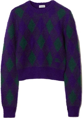 (W) 博柏利紫色钻石纹圆领短款毛衣. 80785001 Order (W) 博柏利紫色钻石纹圆领短款毛衣. 80785001