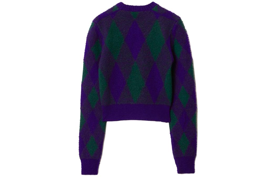 Lookbook (W) 博柏利紫色钻石纹圆领短款毛衣. 80785001