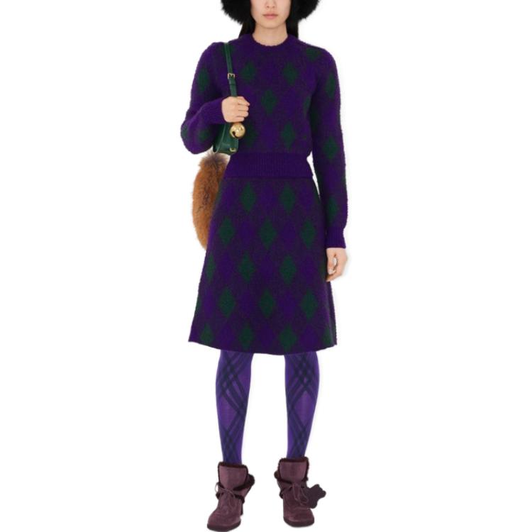 Shop (W) 博柏利紫色钻石纹圆领短款毛衣. 80785001