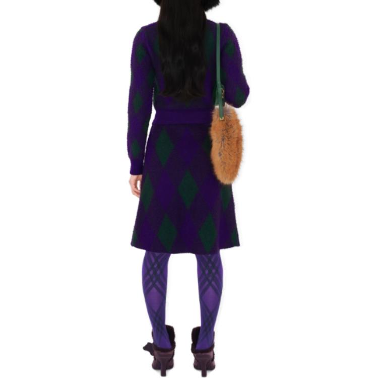 Purchase (W) 博柏利紫色钻石纹圆领短款毛衣. 80785001