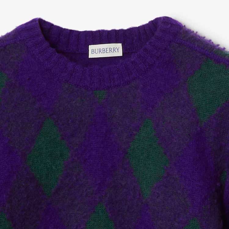 Sizing (W) 博柏利紫色钻石纹圆领短款毛衣. 80785001