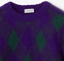(W) Burberry Sweater Ungu Pola Berlian Crewneck Pendek. 80785001 Sizing (W) Burberry Sweater Ungu Pola Berlian Crewneck Pendek. 80785001