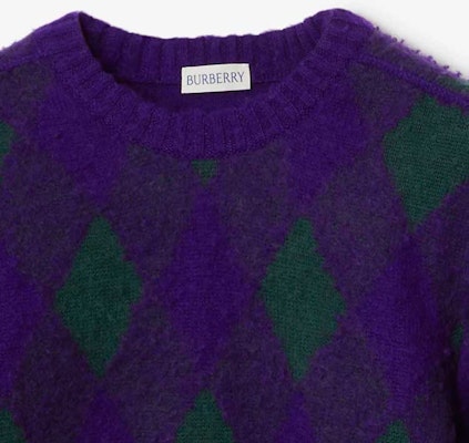 (W) 博柏利紫色钻石纹圆领短款毛衣. 80785001 Sizing (W) 博柏利紫色钻石纹圆领短款毛衣. 80785001