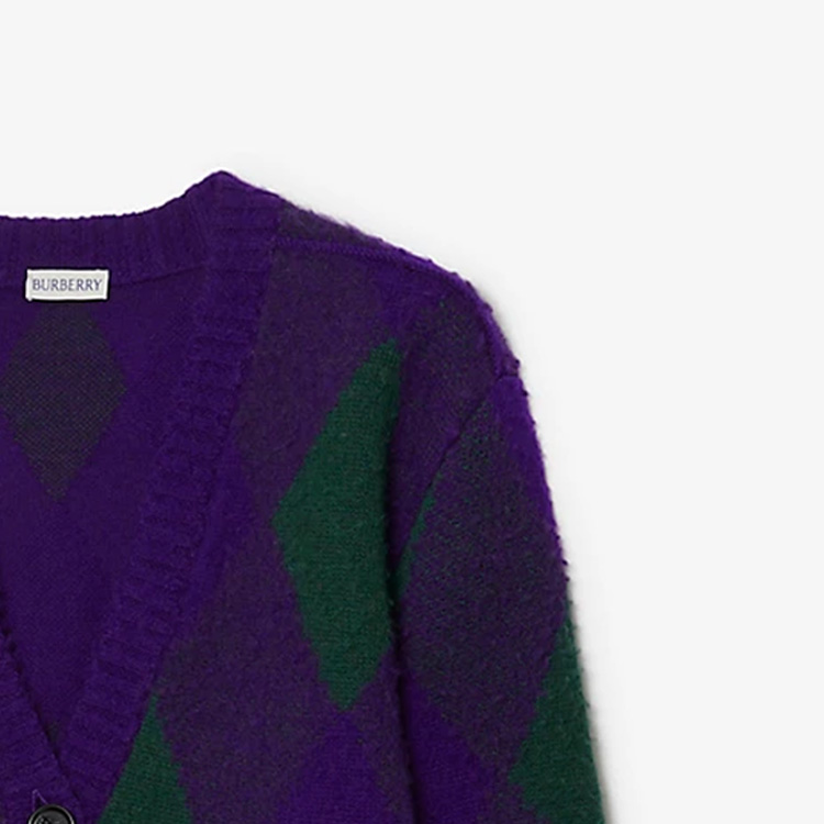 Details for (W) Burberry 紫色幾何圖案針織長袖休閒毛衣。 80769541