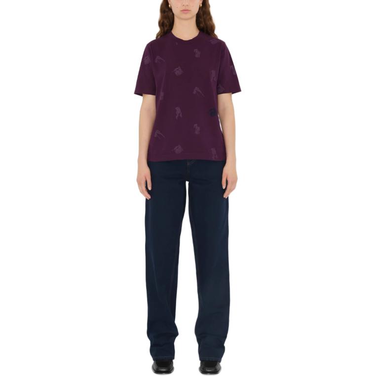(Women) Burberry  Purple Printed Equestrian Knight Short-Sleeve T-Shirt. 80929331 圖 4
