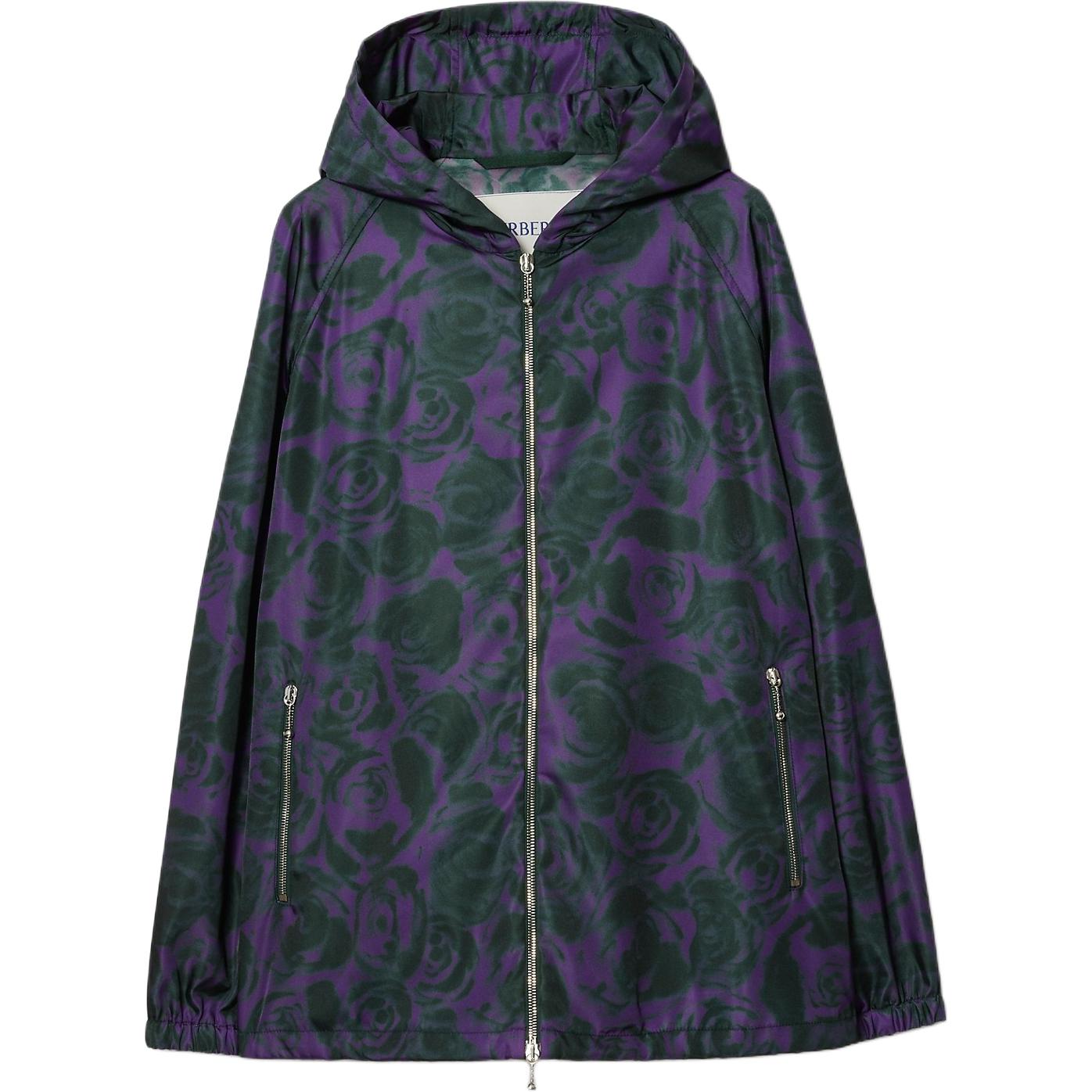 (Women) Burberry  Purple Rose Print Hooded Jacket. 80790131