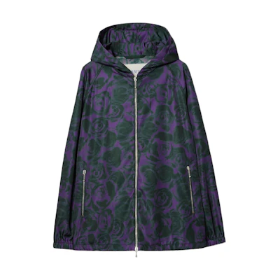 (Women) Burberry Purple Rose Print Hooded Jacket. 80790131