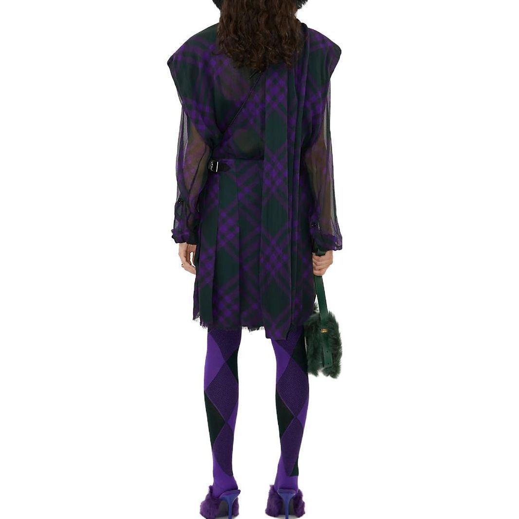 Shop (W) Burberry 紫色絲質格紋迷你裙 80772431