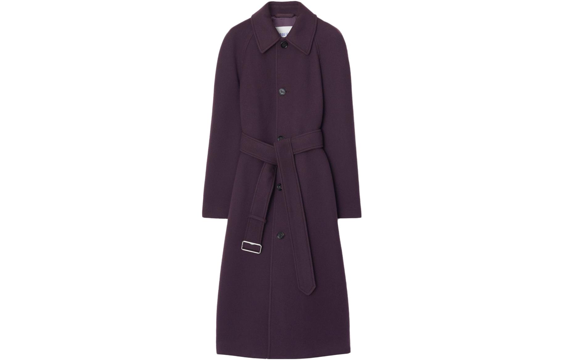 Order (W) Burberry 紫色單排扣翻領休閒大衣 80773581