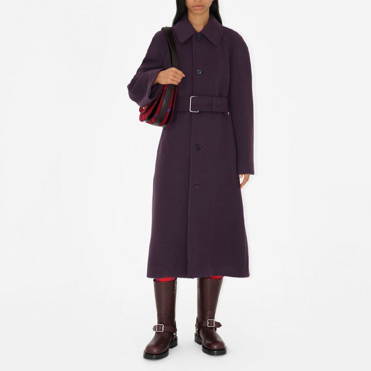 Shop (W) Burberry 紫色單排扣翻領休閒大衣 80773581