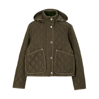 (Women) Burberry Quilted Cotton Jacket Khaki Green Color. 80749061