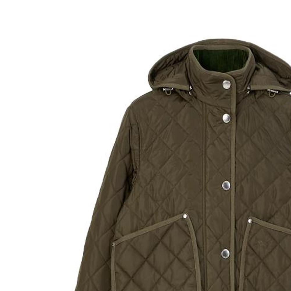 Lookbook (Women) Burberry  Quilted Cotton Jacket Khaki Green Color. 80749061