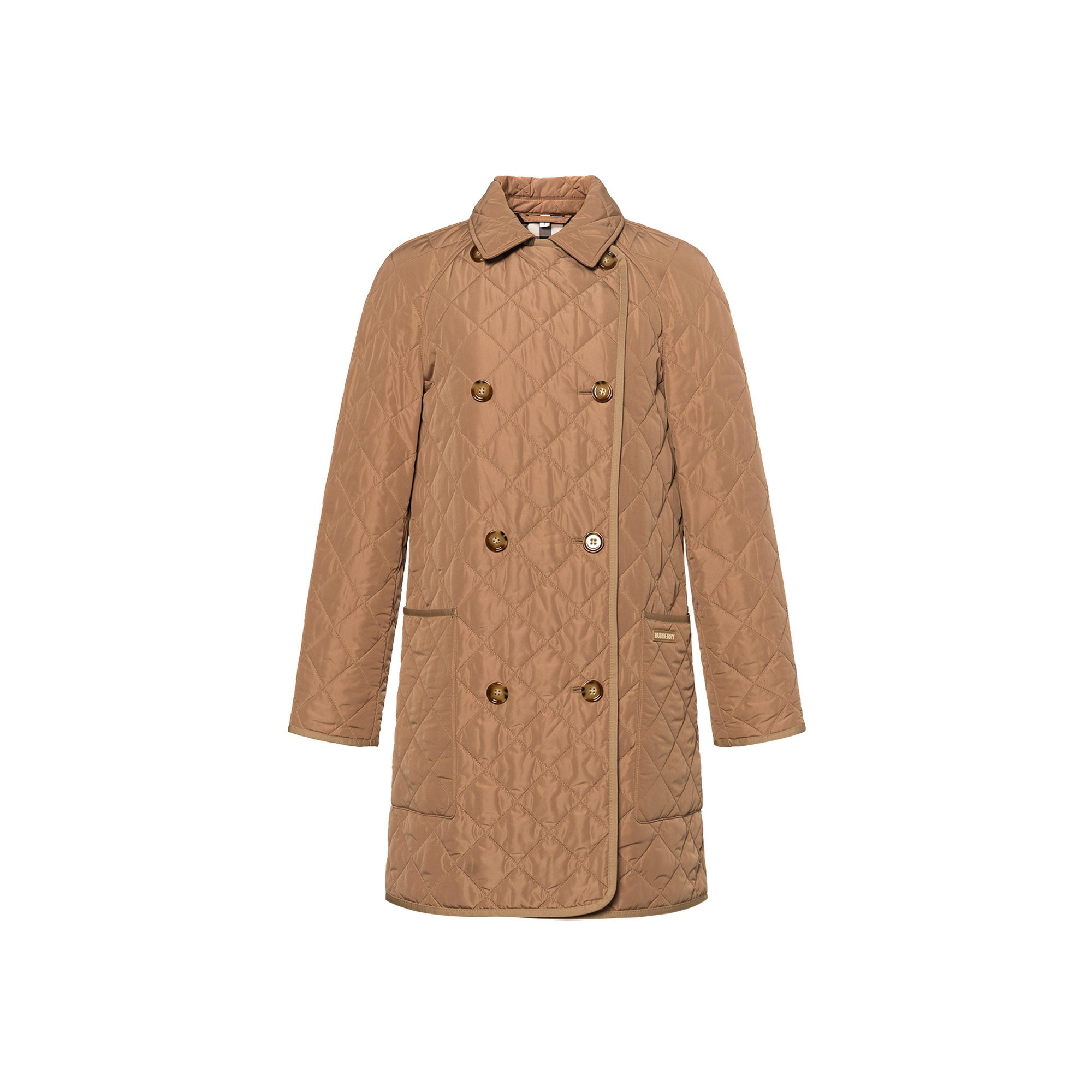 (Women) Burberry  Quilted Double-Breasted Cotton Jacket Camel Tan 80842001