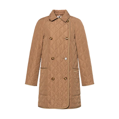 (Women) Burberry Quilted Double-Breasted Cotton Jacket Camel Tan 80842001