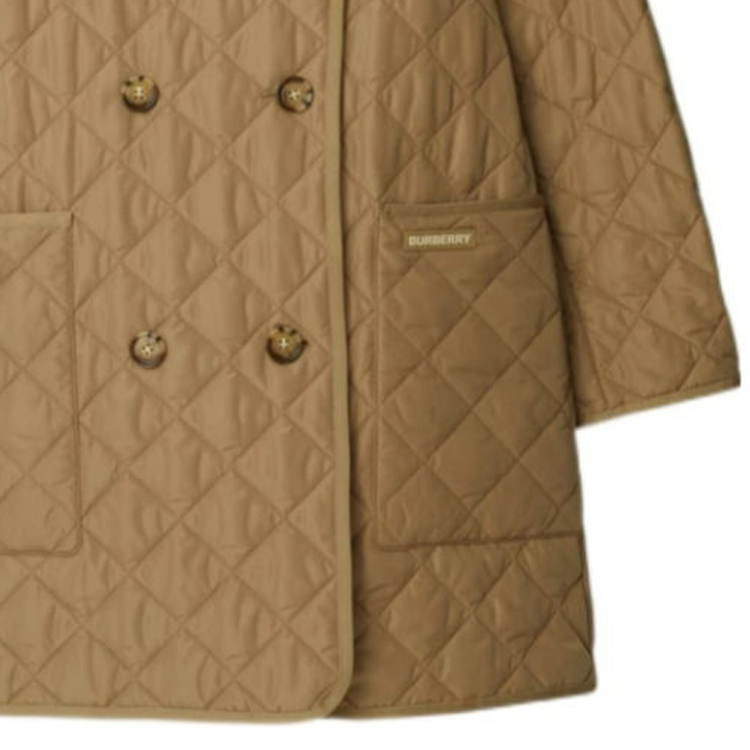 Details for (W) 버버리 퀼팅 더블 브레스트 코튼 자켓 카멜 탄 80842001
