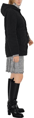 (Women) Burberry Quilted Hooded Jacket Solid Color Onyx Shade. 80839571 Details for (Women) Burberry Quilted Hooded Jacket Solid Color Onyx Shade. 80839571